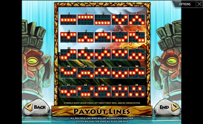 Payline Diagrams 1-25. Symbols must begin from the left most first reel and be consecutive. - Free Slots 247