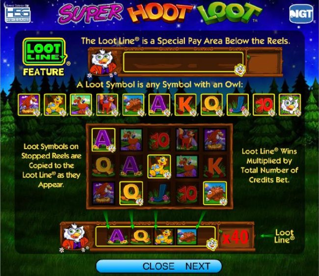 Loot Line Feature - The Loot Line is a Special Pay Area Below the reels. by Free Slots 247